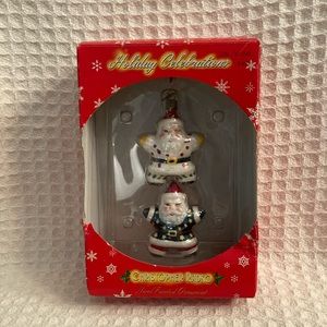 Christopher Radko Hand Painted 2 Santa Ornaments That Attach To Each Other